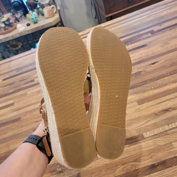 Michael Kors Casey Wedge Espadrille Platform Sandals, Luggage Brown - Picture 8 of 11